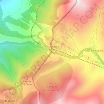 Carte topographique Puerto de Pajares, altitude, relief