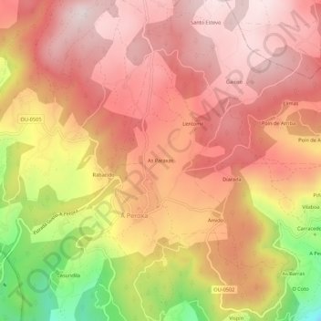 Carte topographique As Paraxas, altitude, relief