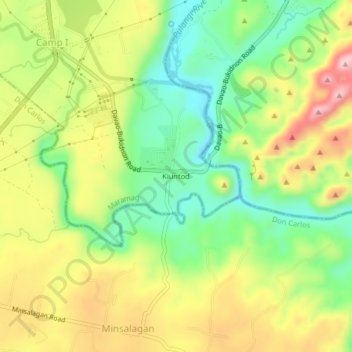 Carte topographique Kiuntod, altitude, relief