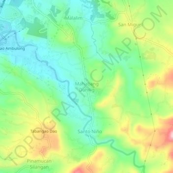 Carte topographique Mahabang Dahilig, altitude, relief