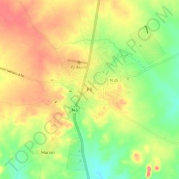 Carte topographique Pô, altitude, relief