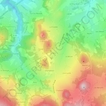 Carte topographique Le Betz, altitude, relief