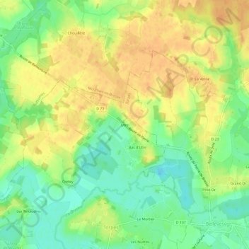 Carte topographique Utre, altitude, relief