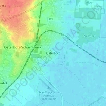 Carte topographique Osterholz, altitude, relief