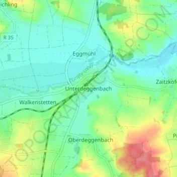 Carte topographique Unterdeggenbach, altitude, relief