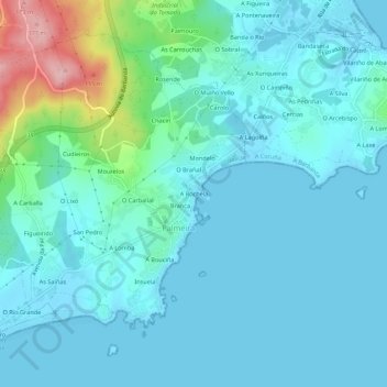 Carte topographique A Rochela, altitude, relief