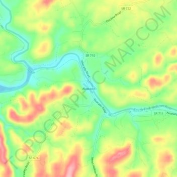 Carte topographique Alvarado, altitude, relief