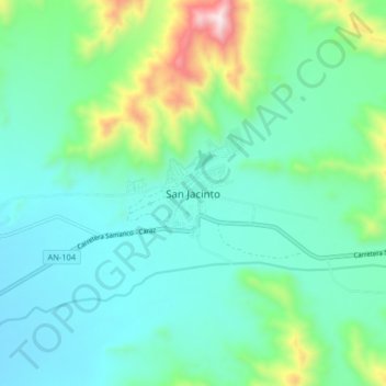 Carte topographique San Jacinto, altitude, relief