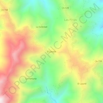 Carte topographique El Limón, altitude, relief