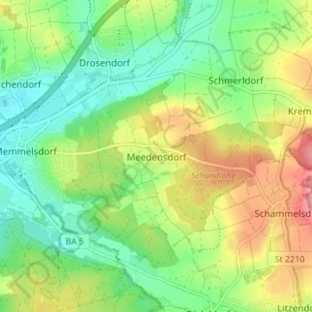 Carte topographique Meedensdorf, altitude, relief
