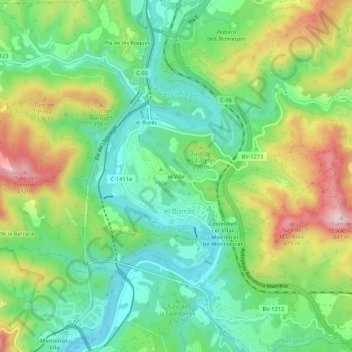 Carte topographique el Vilar, altitude, relief