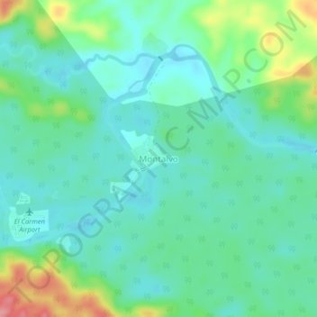 Carte topographique Montalvo, altitude, relief