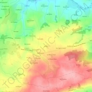 Carte topographique Langue, altitude, relief