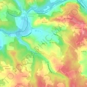 Carte topographique Baix, altitude, relief