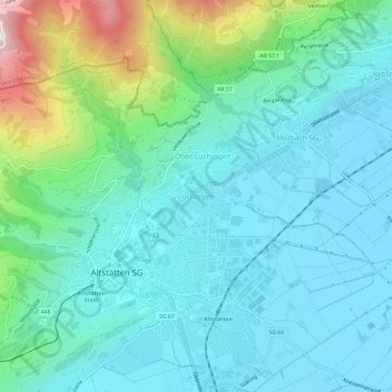 Carte topographique Lüchingen, altitude, relief