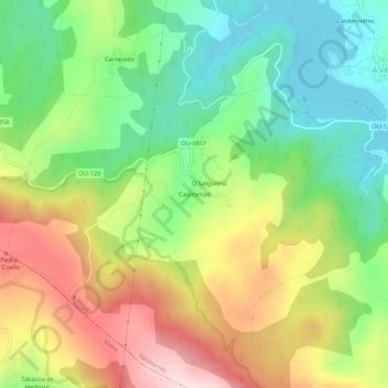 Carte topographique Castromao, altitude, relief