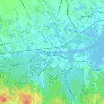 Carte topographique Riverhead, altitude, relief