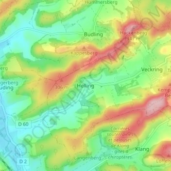 Carte topographique Helling, altitude, relief