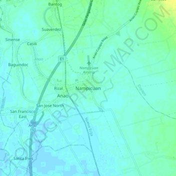 Carte topographique Nampicuan, altitude, relief