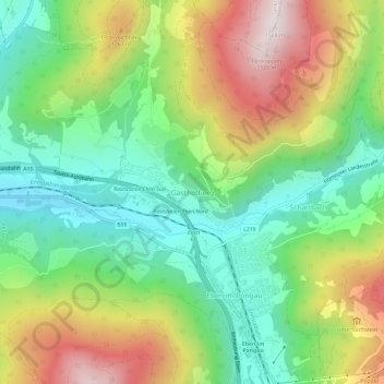 Carte topographique Gasthofberg, altitude, relief