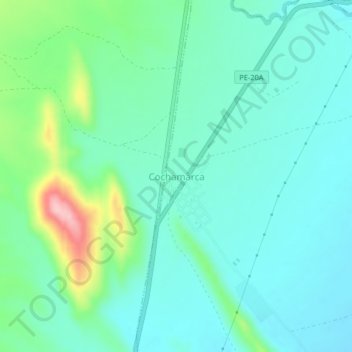 Carte topographique Cochamarca, altitude, relief