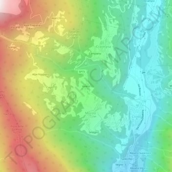 Carte topographique Viceno, altitude, relief