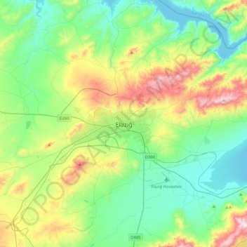 Carte topographique Elâzığ, altitude, relief