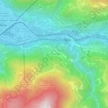 Carte topographique Kampenn - Campegno, altitude, relief