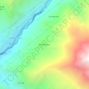 Carte topographique Marachanca, altitude, relief