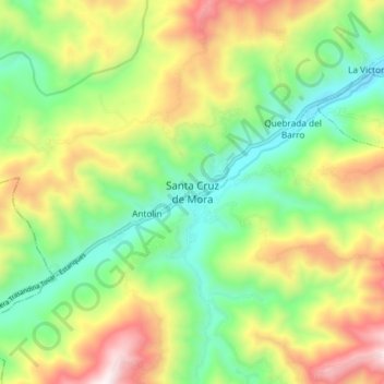 Carte topographique Santa Cruz de Mora, altitude, relief