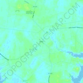 Carte topographique Foster, altitude, relief