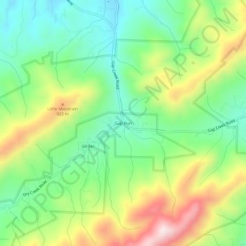 Carte topographique Gap Run, altitude, relief