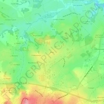Carte topographique Réjat, altitude, relief