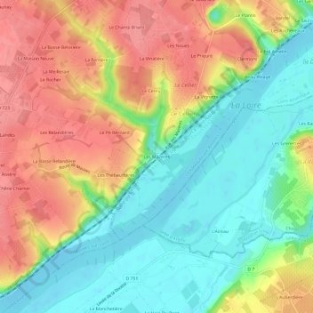 Carte topographique Les Mazères, altitude, relief