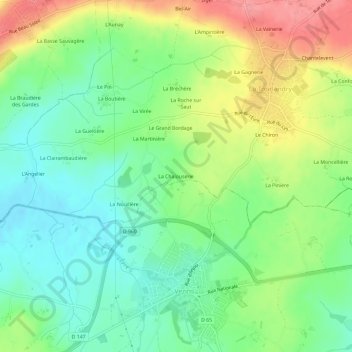 Carte topographique La Chalouserie, altitude, relief