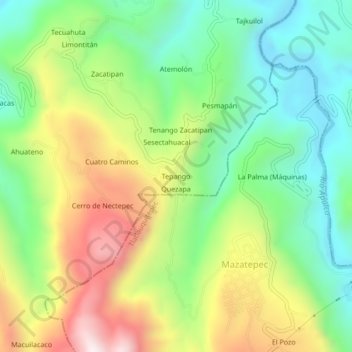 Carte topographique Tepango, altitude, relief