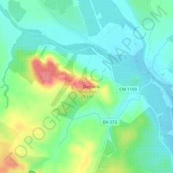 Carte topographique Ouguela, altitude, relief