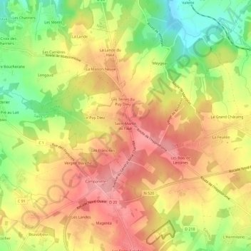 Carte topographique Saint-Martin du Fault, altitude, relief