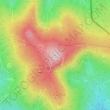 Carte topographique Großer Rachel, altitude, relief