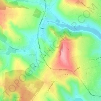Carte topographique Dancaș, altitude, relief