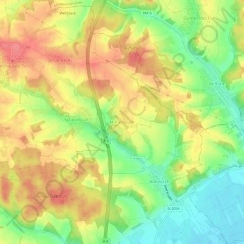 Carte topographique Hohenbuch, altitude, relief
