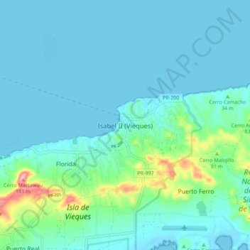 Carte topographique Isabel Segunda, altitude, relief