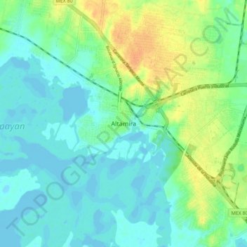 Carte topographique Altamira, altitude, relief