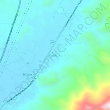 Carte topographique Cajelitos, altitude, relief