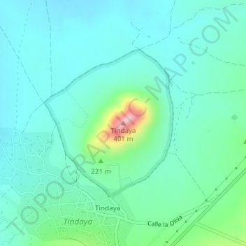 Carte topographique Tindaya, altitude, relief