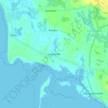 Carte topographique Liniclate, altitude, relief