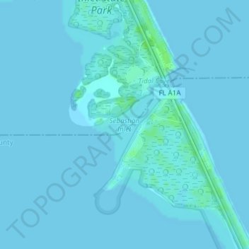 Carte topographique Sebastian Inlet, altitude, relief