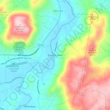 Carte topographique Pisgah Shadows, altitude, relief