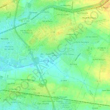 Carte topographique Le Bourg, altitude, relief