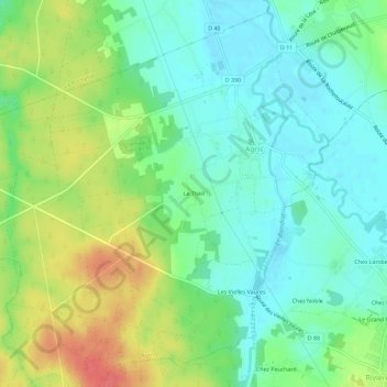 Carte topographique Le Theil, altitude, relief